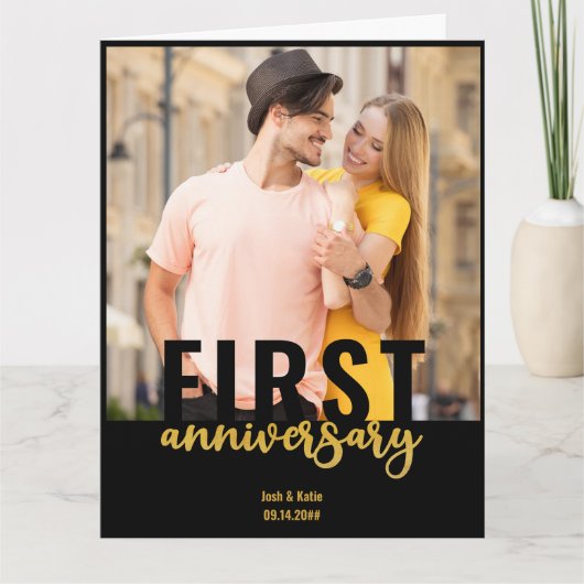 Moderne Jubileum voor het eerste huwelijk met Foto Kaart (Voorkant)