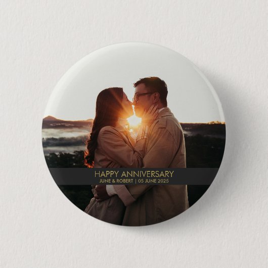Moderne jubileumfoto liefde ronde button 5,7 cm (Voorkant)