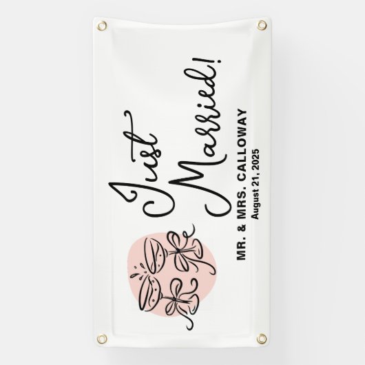 Moderne juichen net getrouwd auto banner (Verticaal)