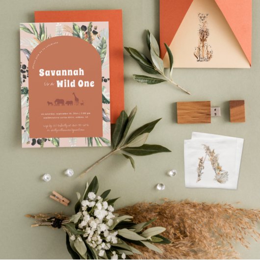 Moderne Jungle Boog | Terra Cotta Wild One Kaart