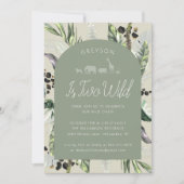 Moderne Jungle Groene Boog | Twee Wilde Kaart (Voorkant)