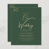 Moderne JUNIPER Groen Gouden Trouw Uitnodiging (Voorkant / Achterkant)