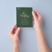 Moderne JUNIPER Groen Gouden Trouw Uitnodiging Flyer (Hand)