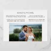 Moderne Just Married 4 Foto Ontvangst Goud Folie Uitnodiging (Achterkant)