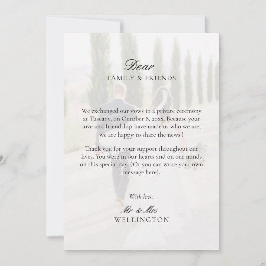 Moderne 'Just Married' foto Aankondiging (Achterkant)