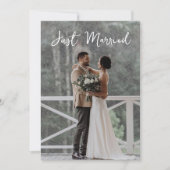 Moderne 'Just Married' Foto Trouwkaart voor Elopem Kaart (Voorkant)