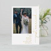 Moderne Just Married Ontvangst Feest alleen 2 Foto Folie Uitnodiging (Staand Voorkant)