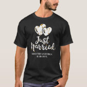 Moderne Just Married Typografie Koppel Aangepaste  T-shirt (Voorkant)