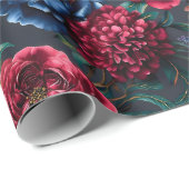 Moderne juweeltonige bloempatroon cadeaupapier (Rol Hoek)