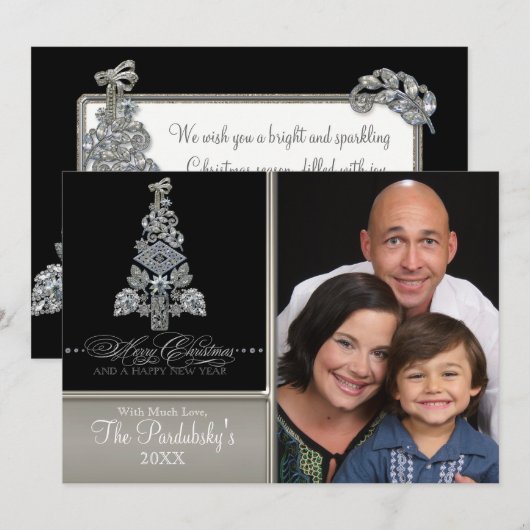 Moderne  juwelen vrolijke kerstboom Kaart (Voorkant / Achterkant)