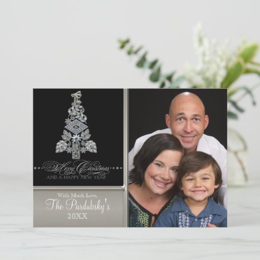 Moderne  juwelen vrolijke kerstboom Kaart (Staand voorkant)