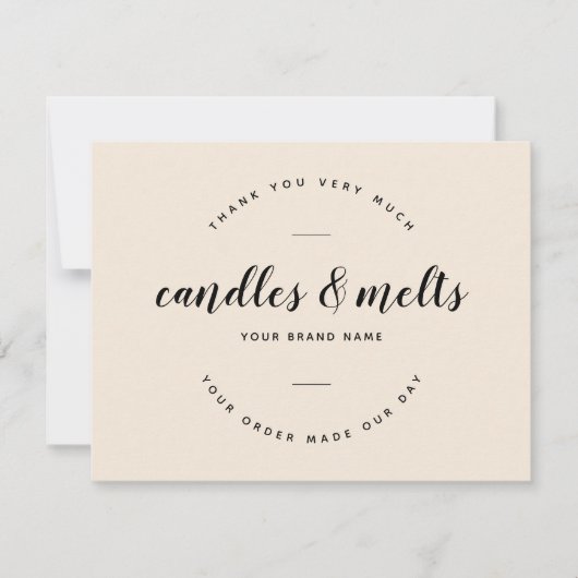 Moderne kaarsen en smelt kleine bedrijven bedankkaart (Voorkant)