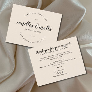 Moderne kaarsen en smelt kleine bedrijven bedankkaart