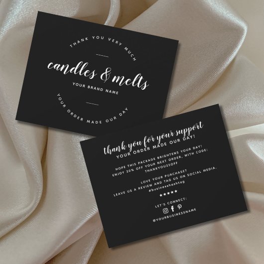 Moderne kaarsen en smelt kleine bedrijven bedankkaart