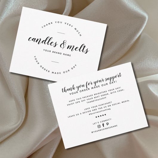 Moderne kaarsen en smelt kleine bedrijven bedankkaart