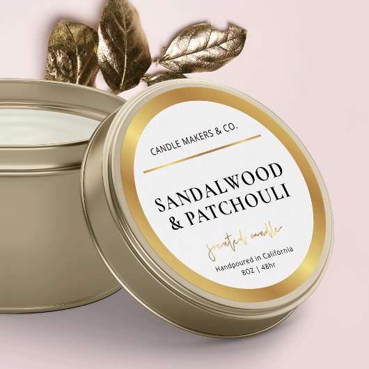 Moderne Kaarsenkruik Label Gouden Folie Effect Ver