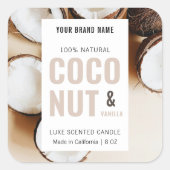 Moderne kaarsenkruik vierkant productetiket met fo vierkante sticker (Voorkant)