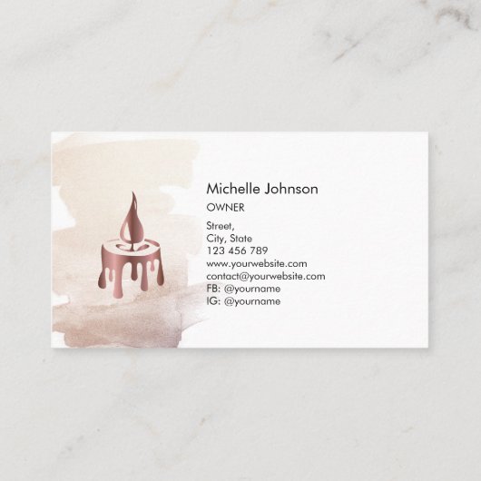Moderne kaarsenmaker Blush Pink Simple Visitekaartje (Achterkant)