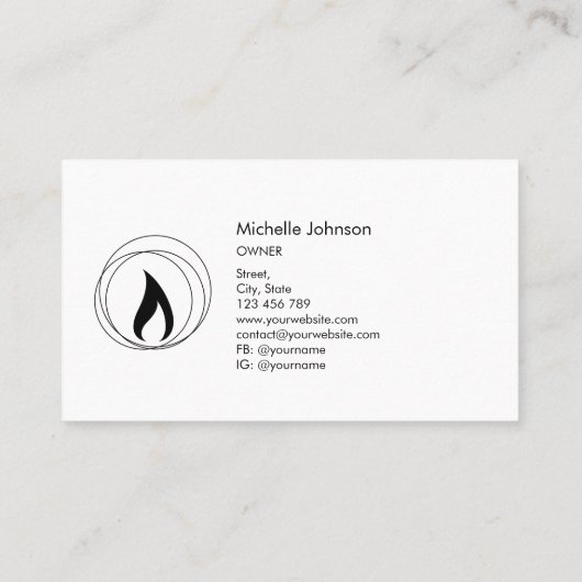 Moderne kaarsenmaker, zwart en witte kaartenmaker visitekaartje (Achterkant)