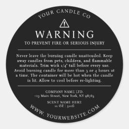 Moderne kaarsenverpakking Waarschuwing Label Zwart