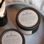 Moderne kaarsenverpakking Waarschuwingslabel Beige Ronde Sticker