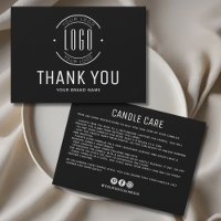 Moderne kaarsverzorging business logo dank u kaart