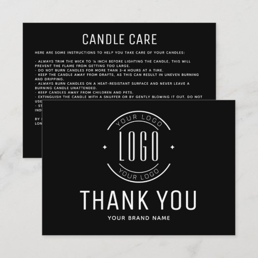 Moderne kaarsverzorging business logo dank u kaart (Voorkant / Achterkant)