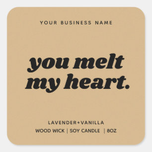 Moderne kaarsvormgeving voor kaarsen met cadeau vierkante sticker