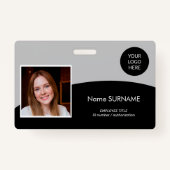 Moderne kaart bedrijf logo foto QR code grijs Badge (Voorkant)