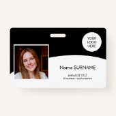 Moderne kaart bedrijf logo foto QR code zwart Badge (Voorkant)