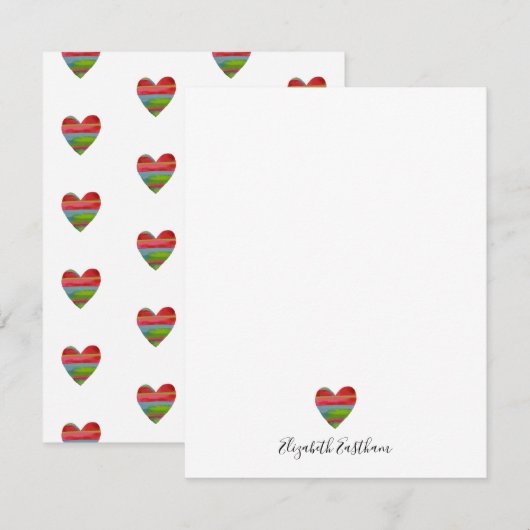 Moderne kaart met eenvoudig hartscript notitiekaartje (Voorkant / Achterkant)