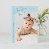 Moderne kaart met hart turquoise foto geboorteaank (Staand voorkant)