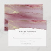 Moderne Kaart met roze bruinbruistocht RSVP-respon (Voorkant / Achterkant)