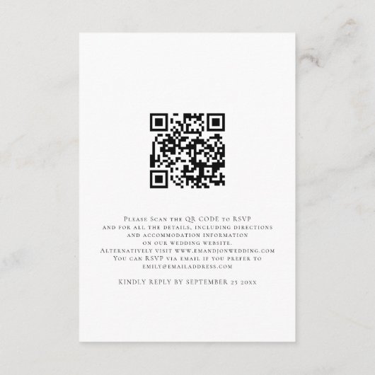 Moderne Kaart met RSVP-weddenschap over QR-code vo (Achterkant)