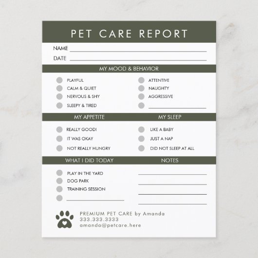 Moderne Kaart rapport van de Dog Sitter Report van (Voorkant)