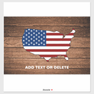 Moderne Kaart van Amerika Houten Kunst Sticker