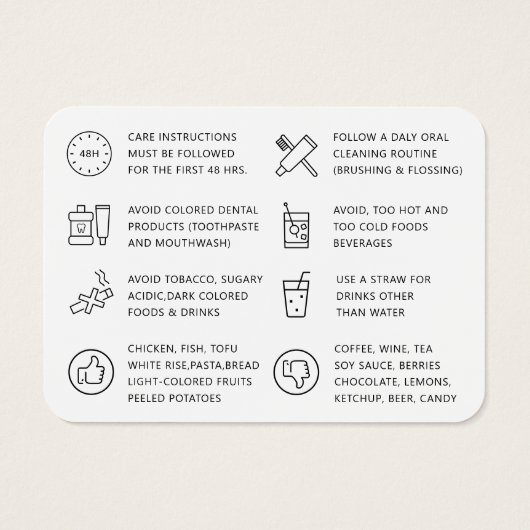 Moderne Kaart van de Twitter Aftercare Instruction (Achterkant)