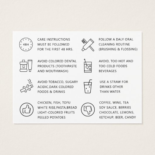 Moderne Kaart van de Twitter Aftercare Instruction (Achterkant)