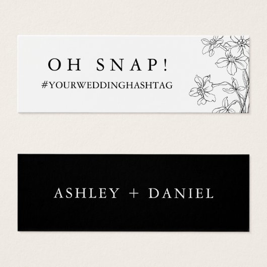 Moderne Kaart van Floral Black en White Wedding Ha (Voorkant /achterkant)