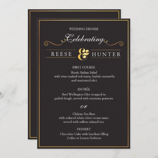 Moderne Kaart van het zwarte goudweduwenmenu (Voorkant / Achterkant)