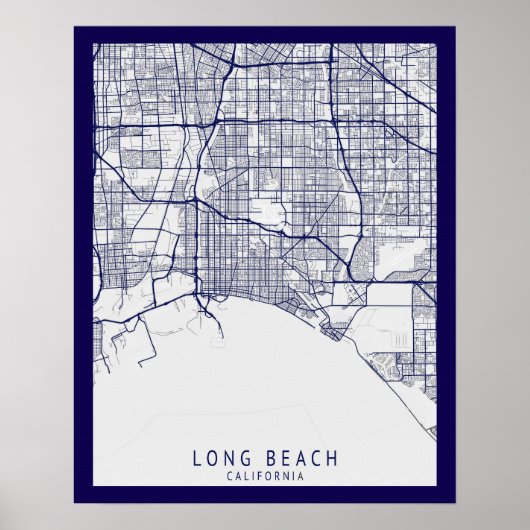 Moderne kaart van Long Beach City Poster (Voorkant)