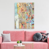 Moderne kaart van New York I 3 Canvas Afdruk (Insitu (Woonkamer))