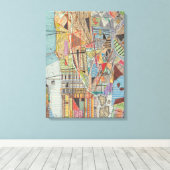 Moderne kaart van New York I 3 Canvas Afdruk (Insitu (Houten vloer))