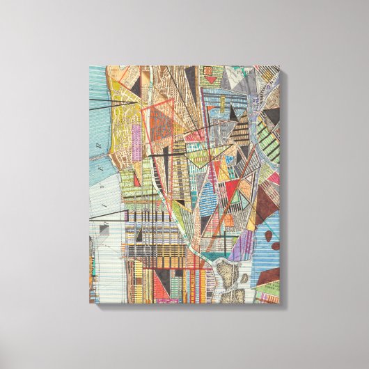 Moderne kaart van New York I 3 Canvas Afdruk (Voorkant)