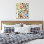 Moderne kaart van New York I 3 Canvas Afdruk (Insitu (Slaapkamer))