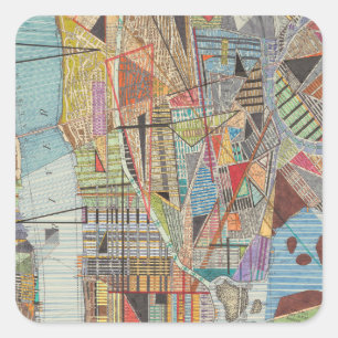 Moderne kaart van New York I Vierkante Sticker