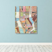 Moderne kaart van New York II Canvas Afdruk (Insitu (Houten vloer))