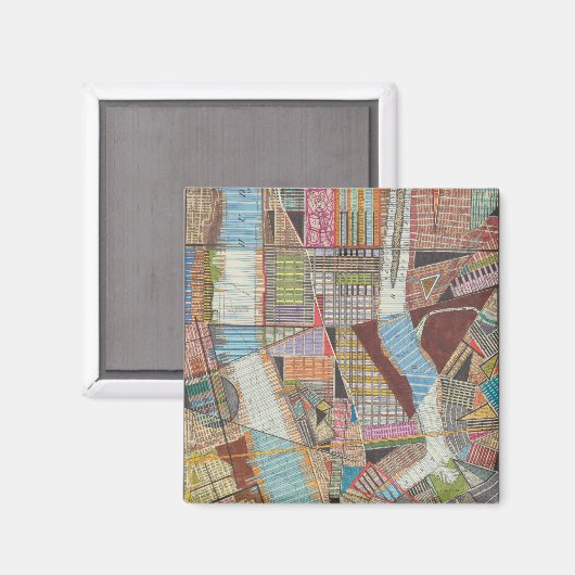 Moderne kaart van New York II Magneet (Voorkant / Achterkant)