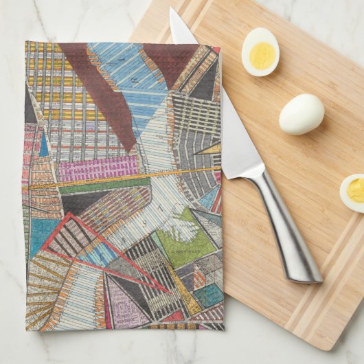 Moderne kaart van New York II Theedoek (Quarter Fold)