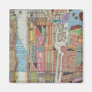 Moderne kaart van New York III Magneet